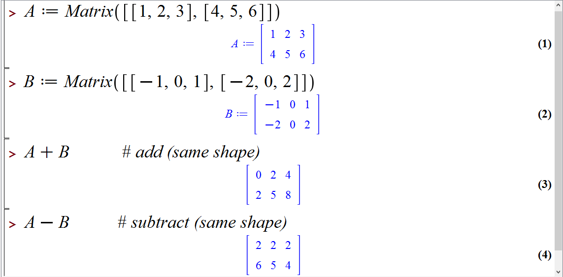 کار با ماتریس ها در میپل (Working with Matrices in Maple)