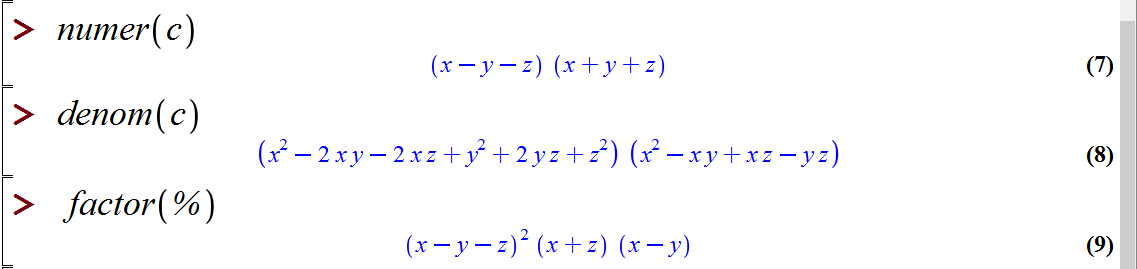 ساده سازی عبارات گویا (کسری) در میپل (Simplifying rational functions in Maple)