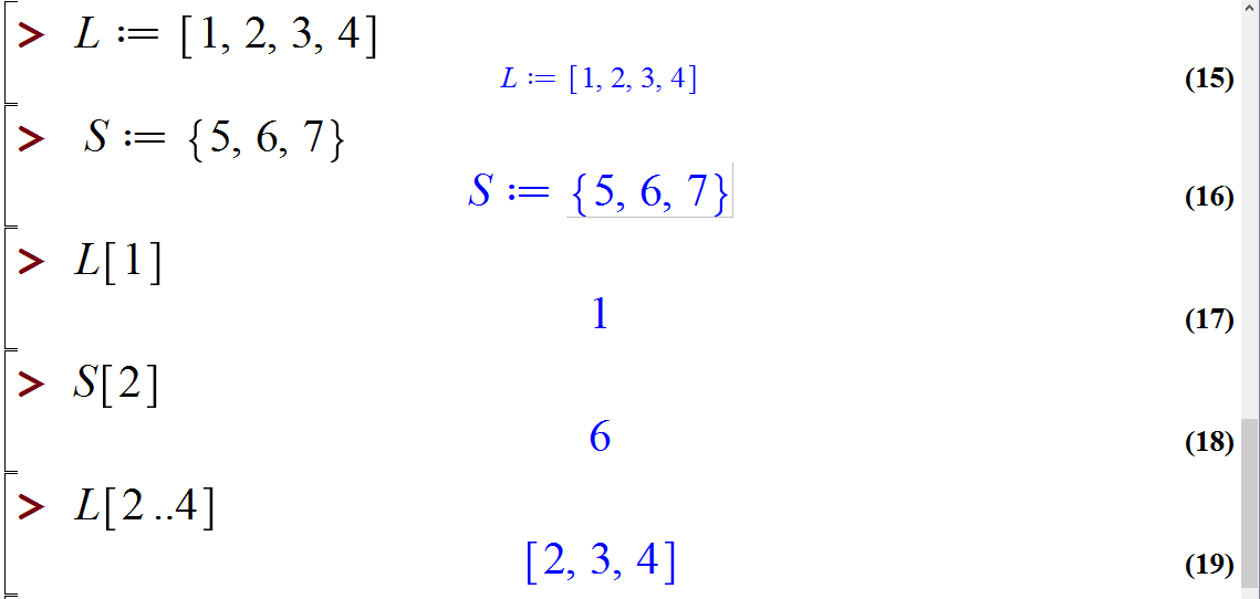 مجموعه ها و لیست ها در میپل (Sets and lists in Maple)