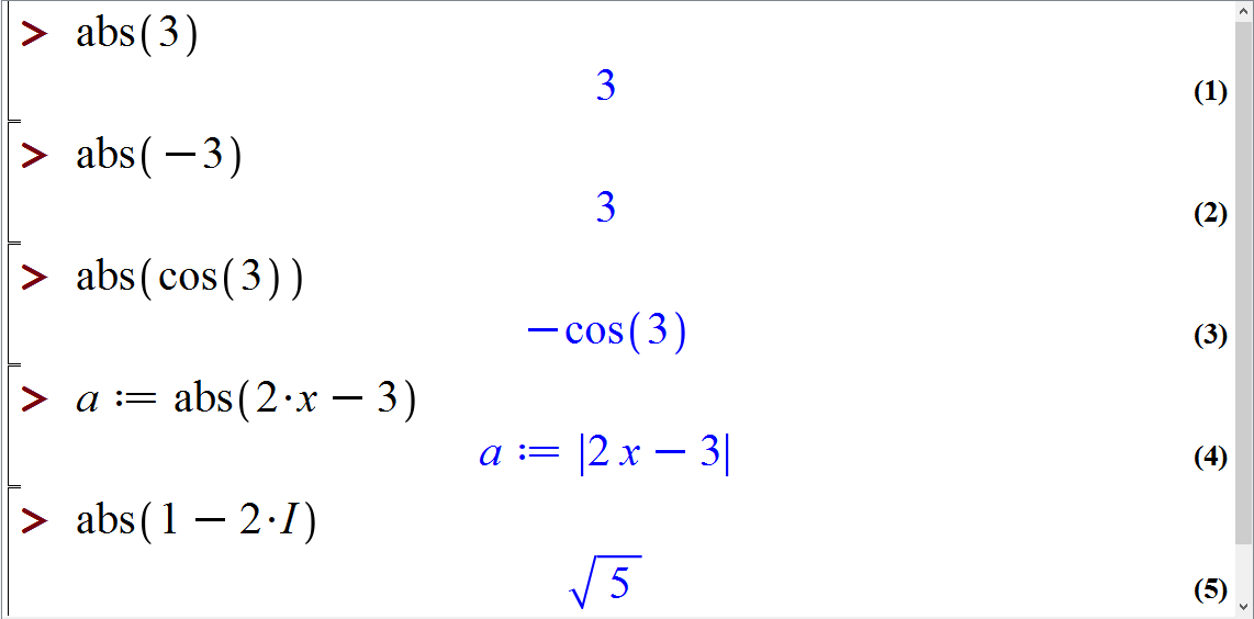 قدر مطلق و علامت یک عدد در میپل (The absolute value and the sign in Maple)