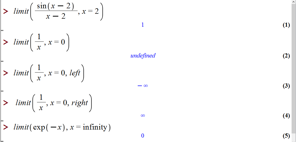 محاسبه حد در میپل (Limits in Maple)