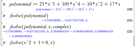 حل معادلات جبری در میپل (Solving Algebraic Equations in Maple)