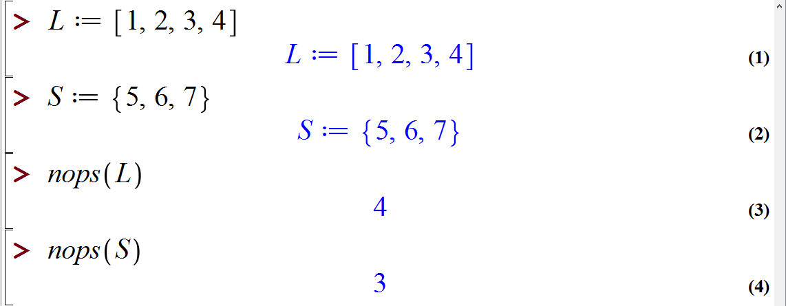 مجموعه ها و لیست ها در میپل (Sets and lists in Maple)