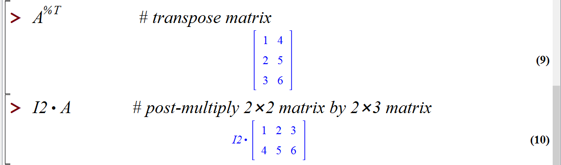 کار با ماتریس ها در میپل (Working with Matrices in Maple)