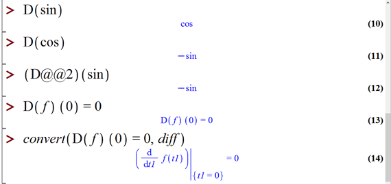 مشتق گیری یا دیفرانسیل در میپل (Differentiation in Maple)