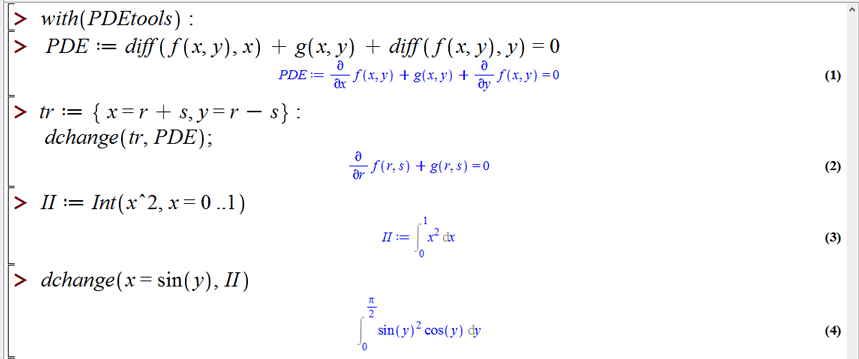 پکیج PDEtools در میپل (PDEtools package in Maple)