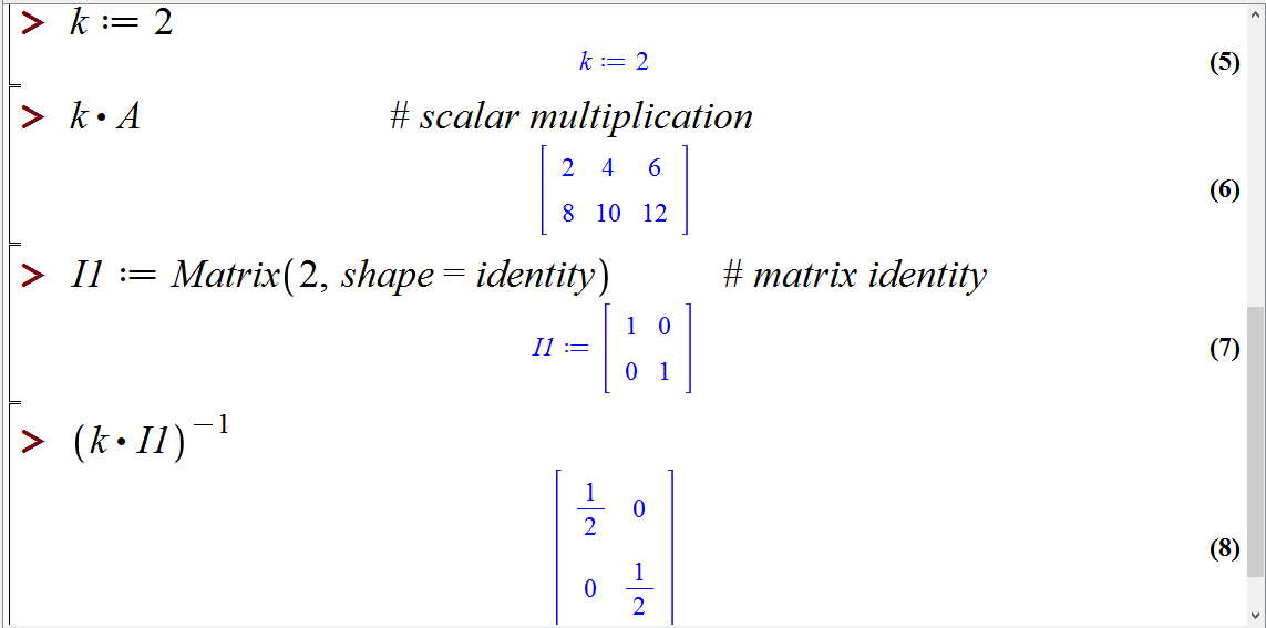 کار با ماتریس ها در میپل (Working with Matrices in Maple)