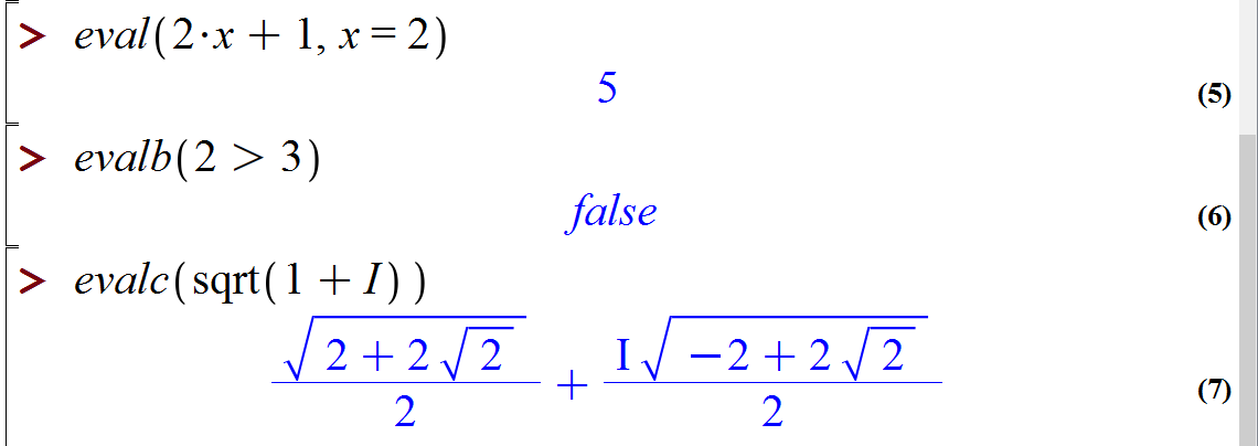 محاسبه در میپل (Evaluation of Maple) 