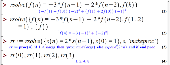 حل معادلات بازگشتی در میپل (Solving Recurrence equations in Maple)