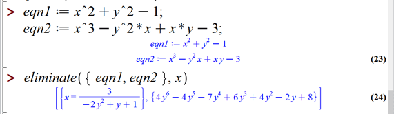 حل معادلات جبری در میپل (Solving Algebraic Equations in Maple)