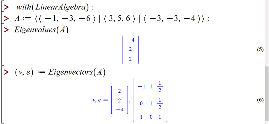 پکیج جبر خطی در میپل (LinearAlgebra package in Maple)