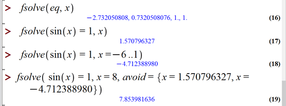 حل معادلات جبری در میپل (Solving Algebraic Equations in Maple)