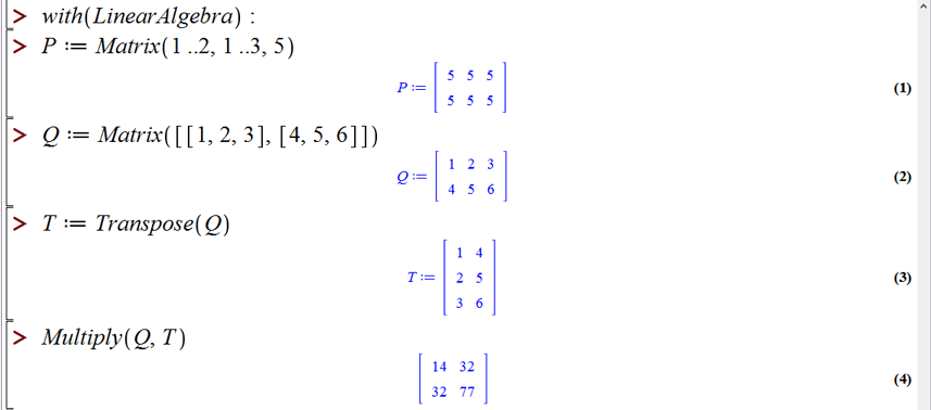 پکیج جبر خطی در میپل (LinearAlgebra package in Maple)