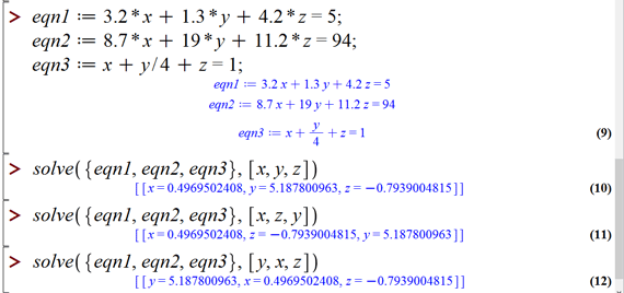 حل معادلات جبری در میپل (Solving Algebraic Equations in Maple)