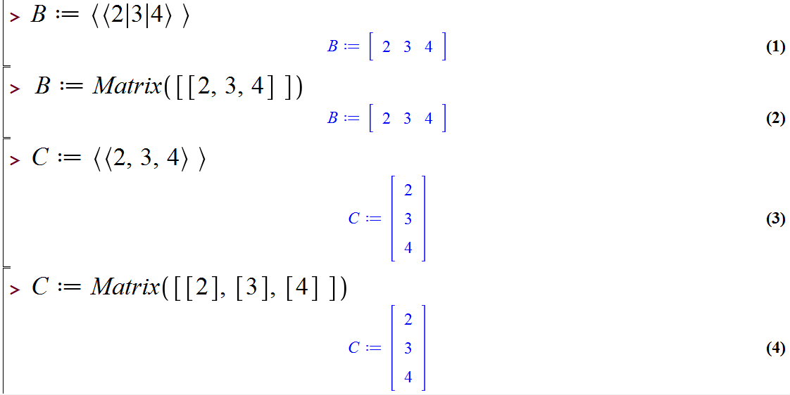 کار با ماتریس ها در میپل (Working with Matrices in Maple)