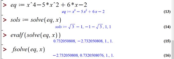 حل معادلات جبری در میپل (Solving Algebraic Equations in Maple)