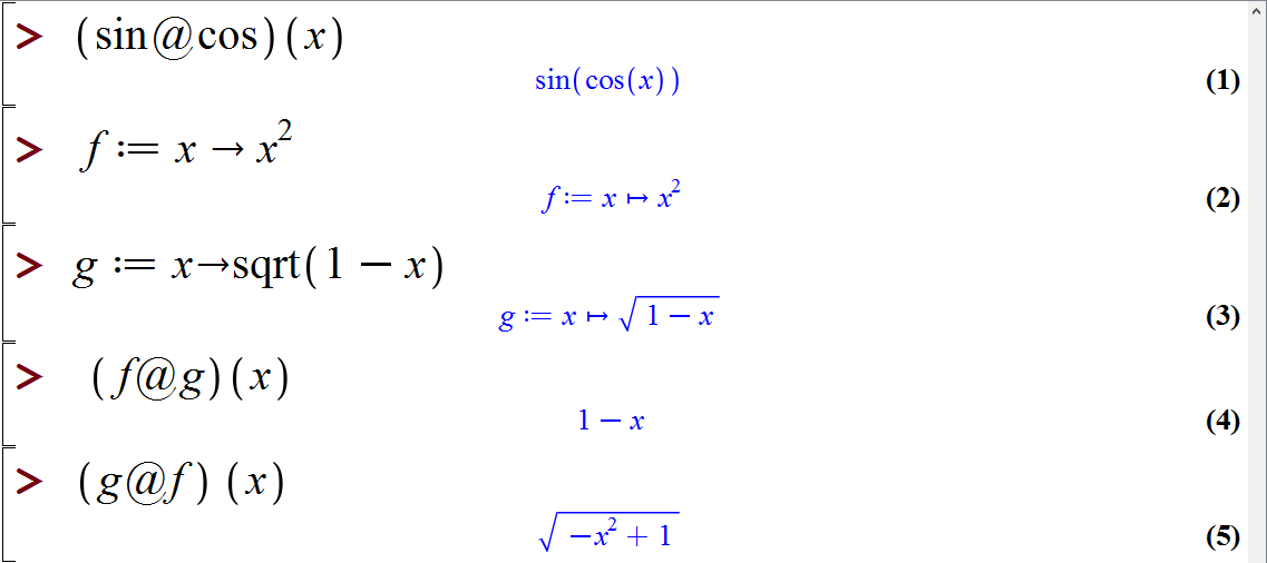 ترکیب توابع در میپل (Composition of functions in Maple)