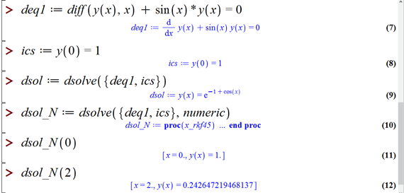 حل معادلات دیفرانسیل در میپل (Solving Differential equations in Maple)