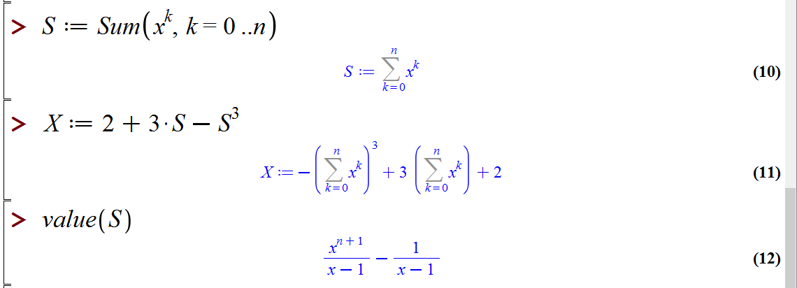 جمع یا ضرب دنباله ای از اعداد در میپل (Summation and products in Maple)