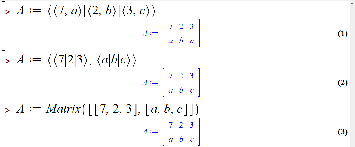 کار با ماتریس ها در میپل (Working with Matrices in Maple)