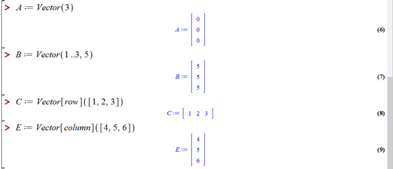 آرایه ها و بردارها در میپل (Arrays and Vectors in Maple)