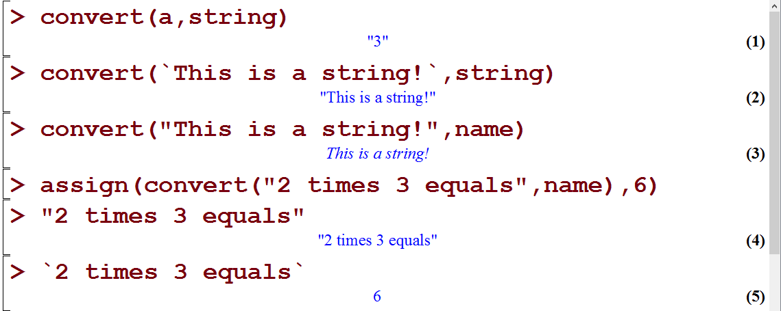 نام ها، نمادها و رشته ها در میپل (Names, symbols and strings in Maple)